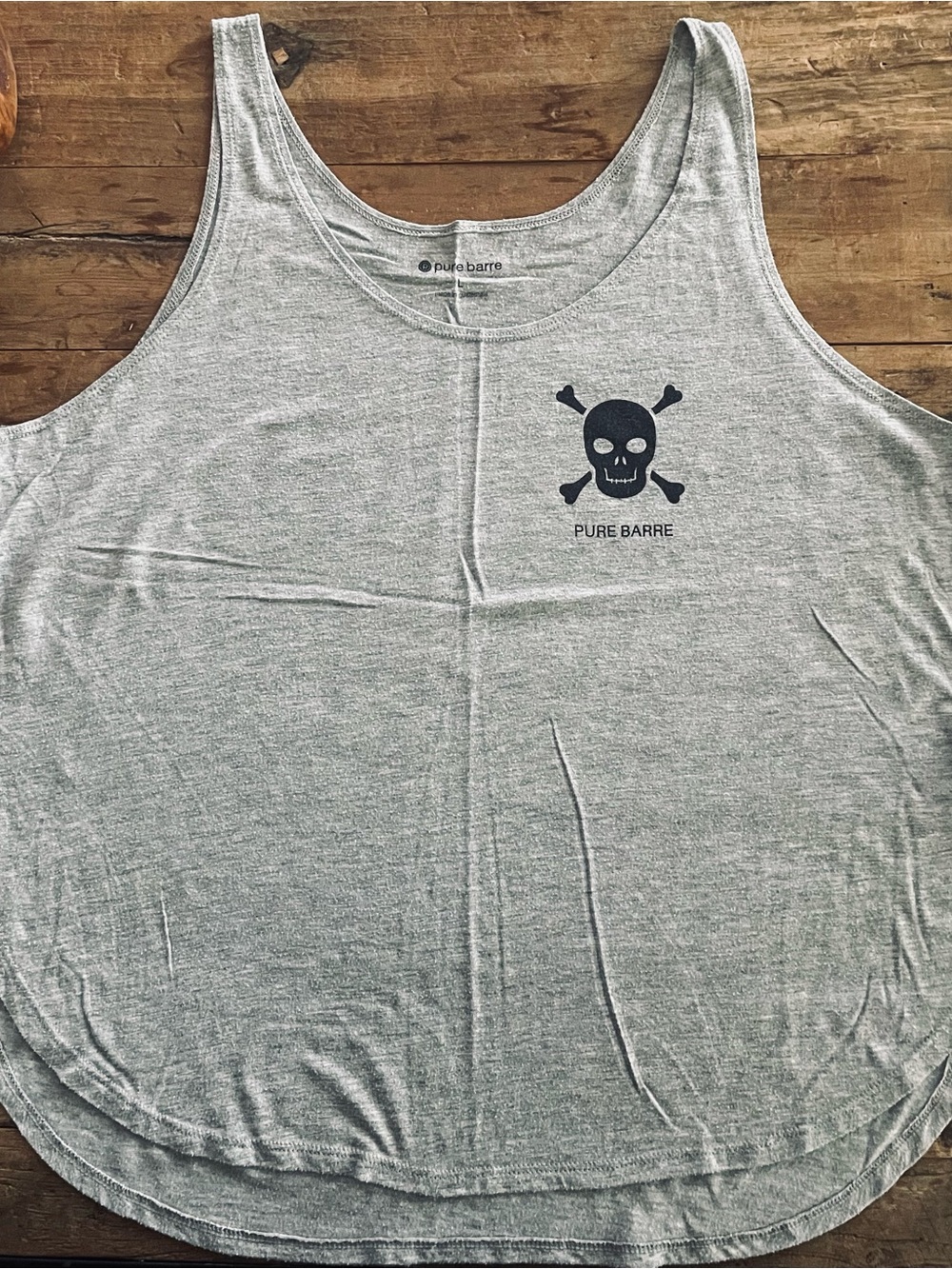 Women’s Pure Barre Grey Tank with Skull Logo - NWOT